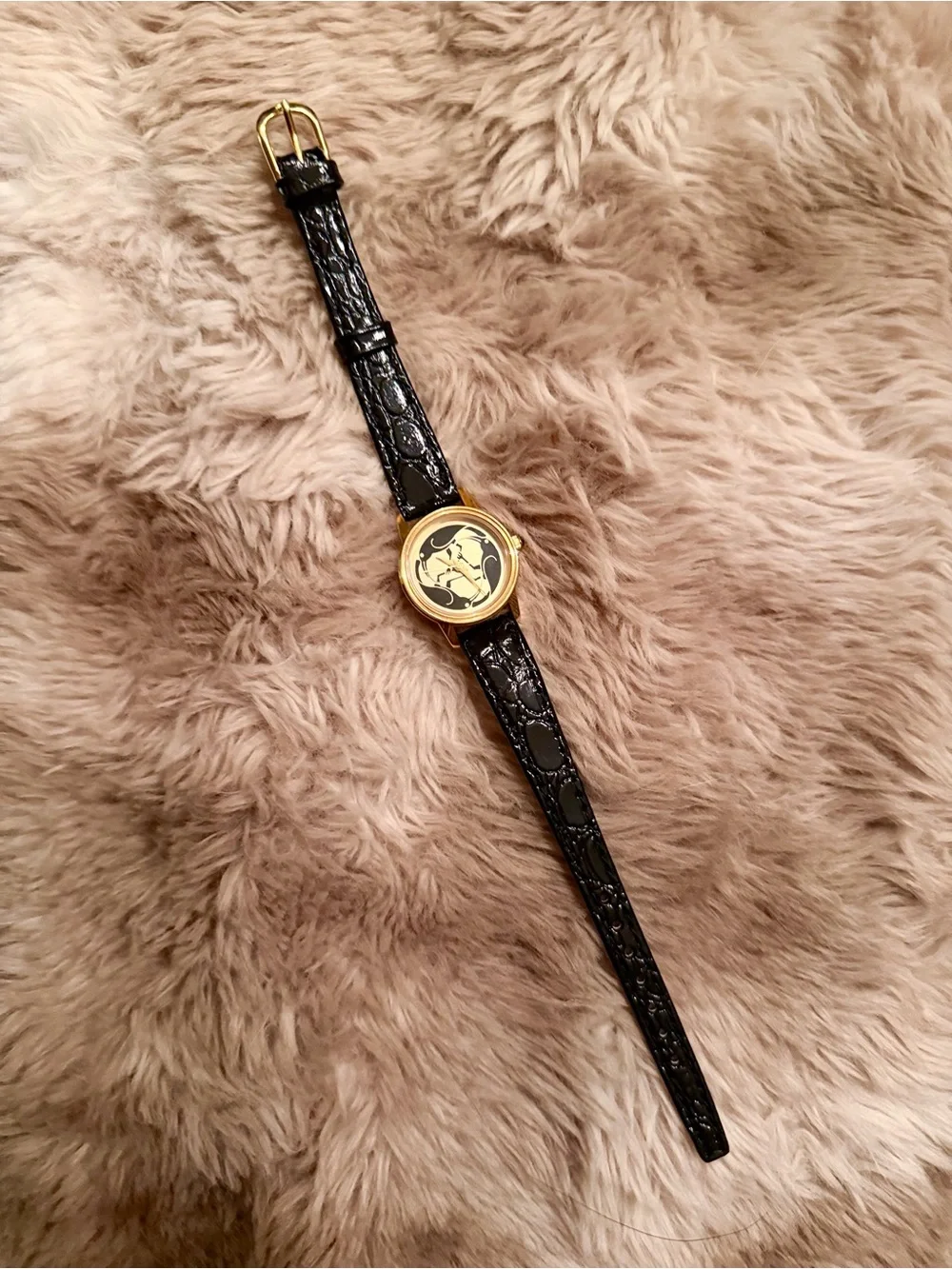 Crow Raven Gold tone Jewelry Dark Academia Black Leather Watch